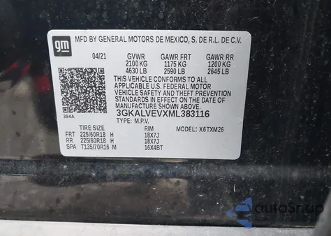2021 GMC Terrain Awd Slt from USA, damaged, VIN 3GKALVEVXML383116